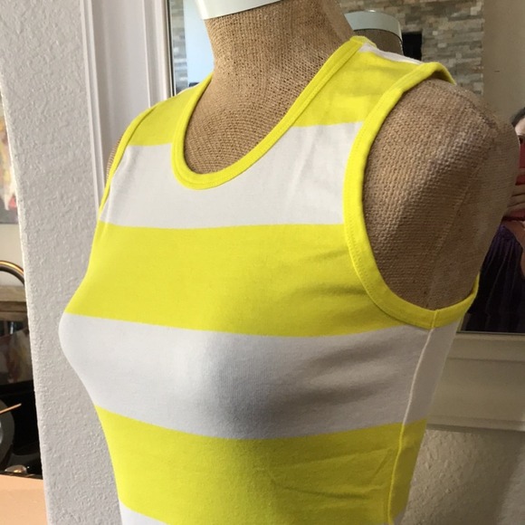 J. Crew Perfect Fit Striped Shell Cotton Tank Top Size Small Yellow White Shell - Picture 3 of 6